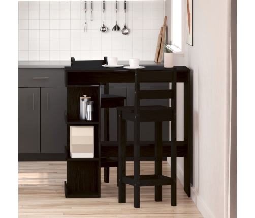 Mesa de Bar de Roble Negro con Estante de Almacenamiento, 100x50x101.5 cm