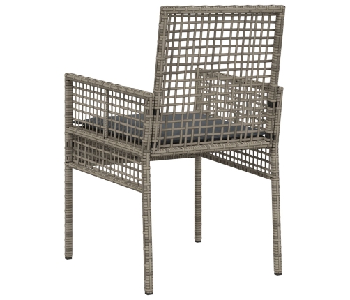 Sillas de Jardín  2 pcs con Cojines Gris de Poliratán