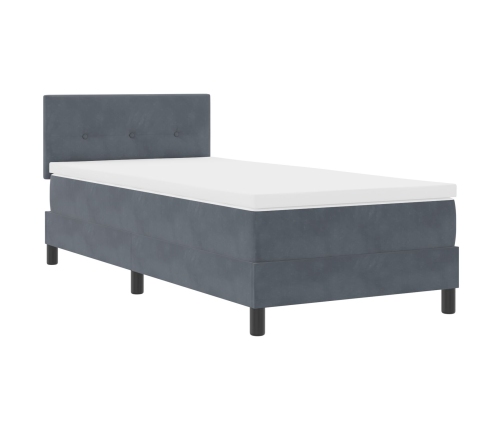 Cama con Somier y Colchón  Gris Oscuro 90x200 cm de Terciopelo