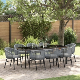 Set de Comedor Jardín  de 9 piezas Gris Poliratán