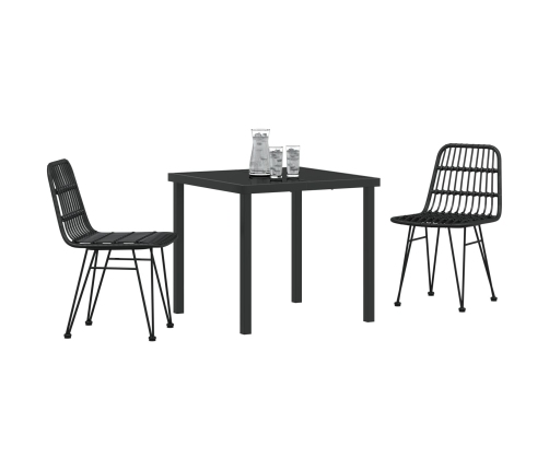 Conjunto de Comedor de Jardín de 3 Piezas  Ratán Poli Negro