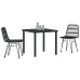 Conjunto de Comedor de Jardín de 3 Piezas  Ratán Poli Negro