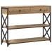 Mesa Consola  de Roble Artesanal 100x28x75 cm Madera Ingenierizada y Acero