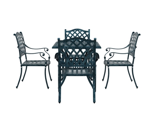 Conjunto de Comedor de Jardín de 5 Piezas  en Verde de Aluminio Fundido