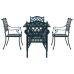Conjunto de Comedor de Jardín de 5 Piezas  en Verde de Aluminio Fundido