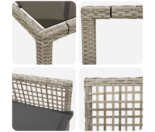 Conjunto de Comedor de Jardín de 9 Piezas  Gris Claro Poliratán