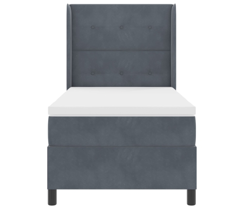 Cama con Box Spring y Colchón  Gris Oscuro 100x200 cm de Terciopelo