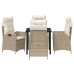Set de Comedor de Jardín de 5 Piezas con Cojines Beige Poliratán