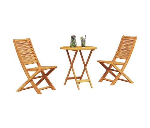 Juego de Bistro Plegable de 3 Piezas en Madera Maciza de Acacia