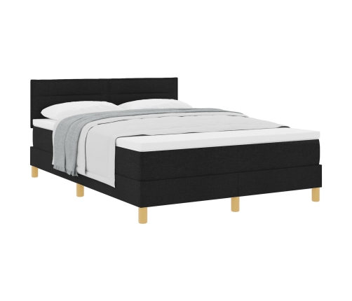 Cama Box Spring  con Colchón Negra 140x200 cm Tela