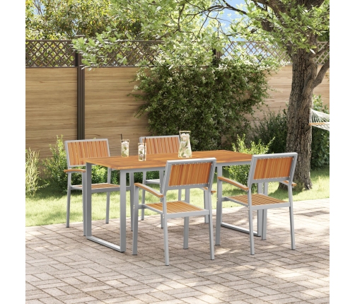 Conjunto de Comedor de Jardín  5 Piezas Tono Gris y Madera