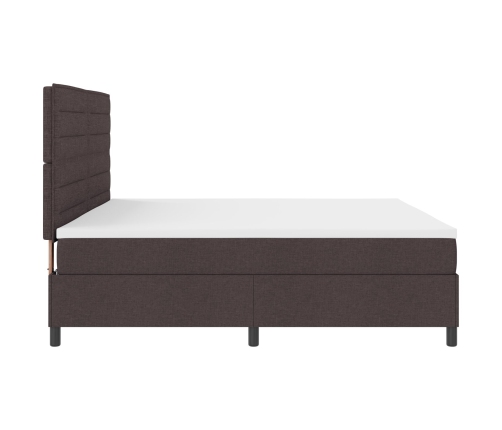 Cama con muelles  con colchón y luces LED Marrón oscuro 200x200 cm Tela