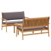 Set de Sofá de Jardín de 3 Piezas con Cojines de Madera Maciza de Acacia