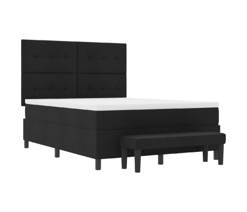 Cama con Somier y Colchón Negro 140x200 cm Tela