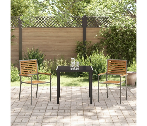 Sillas apilables de jardín  con cojines, 2 pcs, Gris de ratán sintético