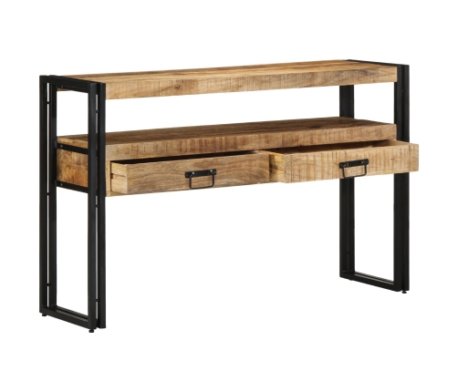 Mesas Auxiliares  Negras 120x33x75 cm de Madera Maciza de Mango y Metal