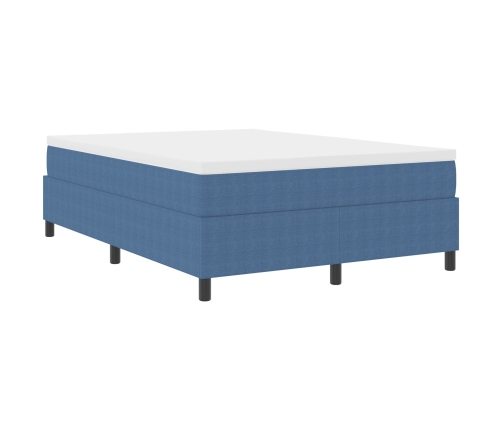 Cama con Box Spring y Colchón Azul 140x200 cm de Tela de Terciopelo