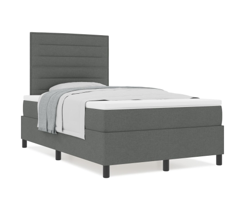 Cama con Box Spring  con Colchón Gris Oscuro 120x200 cm Tela