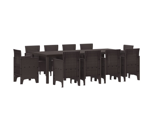 Conjunto de Comedor de Jardín de 11 Piezas Marrón Ratán Poliéster