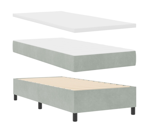 Cama Box Spring  con Colchón y Luz LED Gris Claro 90x200 cm Terciopelo