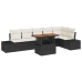 Conjunto de Comedor de Jardín de 7 piezas con Cojines Negro Poliratán Acacia