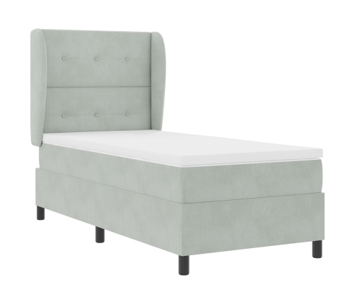 Cama con somier y colchón  Gris Claro 90x200 cm Terciopelo
