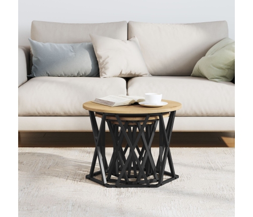 Mesas Laterales Apilables  3 pcs de Madera de Roble Artesanal