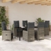 Conjunto de Comedor de Jardín de 7 Piezas con Cojines en Poliratán Gris