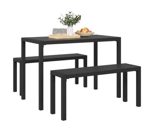 Juego de Comedor de Jardín de 3 Piezas de  en Acero y WPC Negro