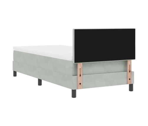 Cama con Somier  con Colchón Gris Claro 100x200 cm Terciopelo