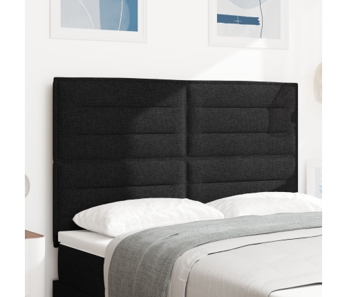 Cabecera  diseño de líneas LED negra 160 cm tela