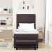 Cama con Estructura de Caja  con Colchón y Banco Marrón Oscuro 100x200 cm Tela