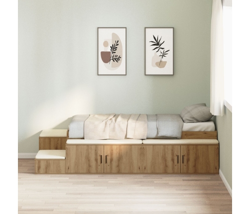 Cama de Almacenamiento Roble Artesanal Madera Elaborada