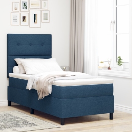 Cama con Somier con Colchón Azul 90x200 cm Tela
