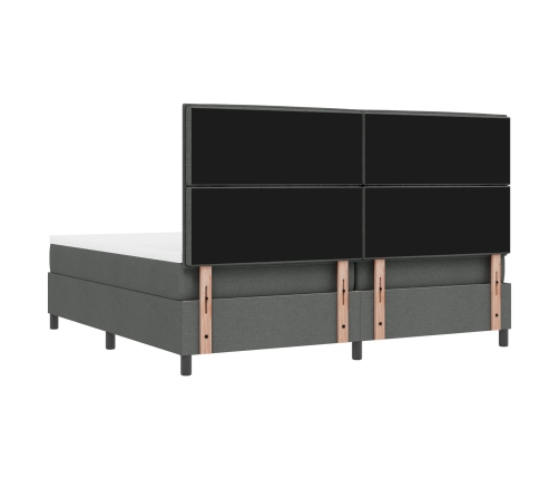 Cama Box Spring  con Colchón y Banco Gris Oscuro 200x200 cm Tela