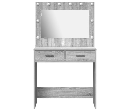 Tocador  con Luces LED Gris Sonoma 78,5x41x135 cm
