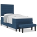 Cama con Somier con Colchón y Banco Azul 90x200 cm Tela