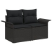 Set de Sofá de Jardín  6 Piezas Negro y Tono Madera