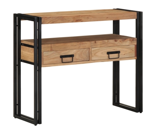 Mesa de Consola  Negra 90x33x75 cm de Madera Maciza de Acacia y Metal