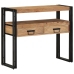 Mesa de Consola  Negra 90x33x75 cm de Madera Maciza de Acacia y Metal