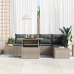 Conjunto de Sofá de Jardín  6 Piezas Gris Ratán Poliéster