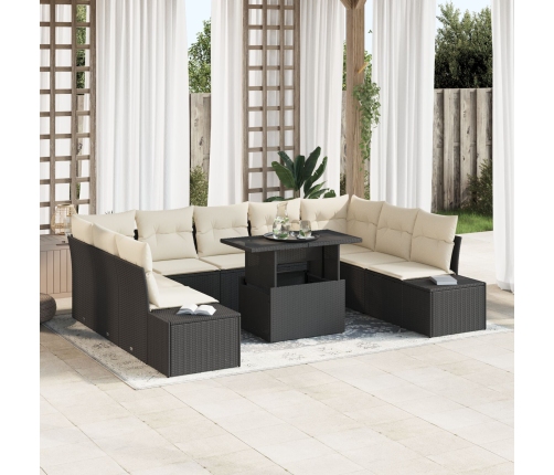 Conjunto de Sofá de Jardín  Conjunto de 10 Negro, Crema