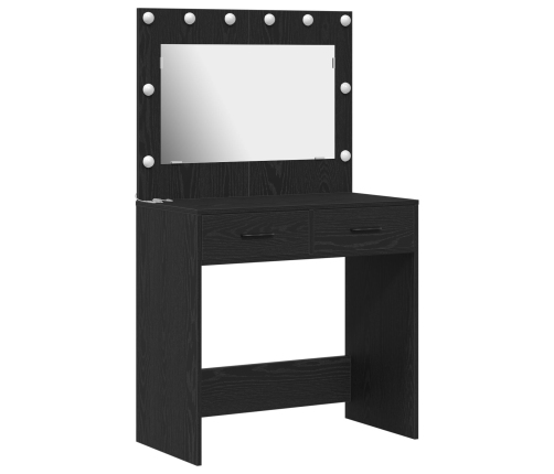 Mesa de tocador  con luces LED en Roble Negro 78,5x41x135 cm