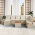 Conjunto de Sofás de Jardín de 9 Piezas con Cojines Beige Ratán Poliéster