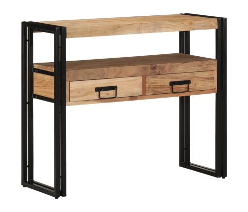 Mesa de Consola  Negra 90x33x75 cm de Madera Maciza de Acacia y Metal