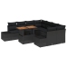 Conjunto de Sofá de Jardín  Set de 9 Negro Mimbre, Tela