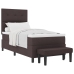 Cama con somier con colchón & banco marrón oscuro 100x200 cm tela