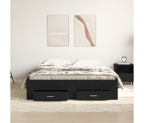 Cama con Cajones  Negro Roble 135x190 cm Madera Engineered