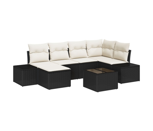 Conjunto de Sofá de Jardín  Conjunto de 7 Negro y crema