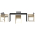 Set de Comedor de Jardín de 5 Piezas  con Cojines Beige de Ratan Poli